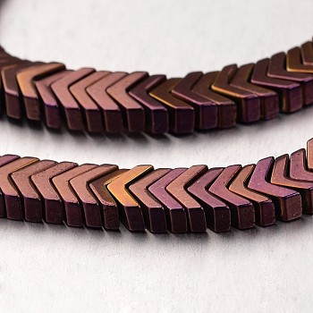 Electroplate Non-magnetic Synthetic Hematite Bead Strands, Arrowhead, Purple Plated, 4x6x3mm, Hole: 1mm, about 206pcs/strand, 15.7 inch