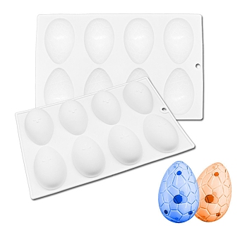DIY Half Easter Surprise Eggs Food Grade Silicone Molds, Fondant Molds, Resin Casting Molds, for Chocolate, Candy, UV Resin & Epoxy Resin Craft Making, 8 Cavities, Geometric Pattern, 265x170x22mm, Hole: 8mm, Inner Diameter: 75x49.5mm