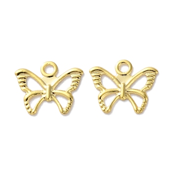 Brass Charms, Cadmium Free & Lead Free, Butterfly Charms, Real 24K Gold Plated, 6.5x8x0.5mm, Hole: 1mm