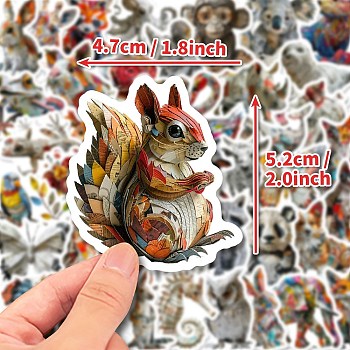 50Pcs Animals Paper Self-Adhesive Picture Stickers, for Water Bottles, Laptop, Luggage, Cup, Computer, Mobile Phone, Skateboard, Guitar Stickers Decor, Mixed Color, 31~54x51~53x0.1mm, 50pcs/set