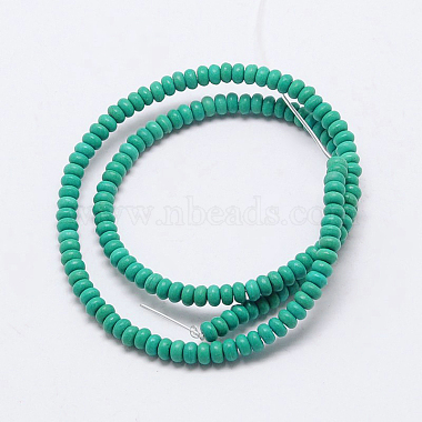 Brin de perles rondelle synthétique turquoise teint(G-P083-6mm-84J)-2