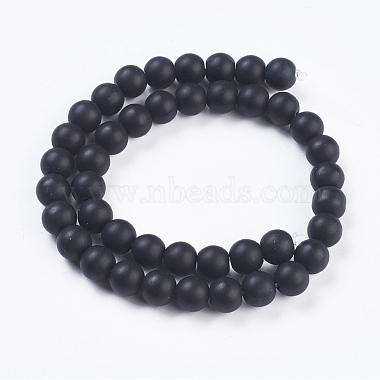 Chapelets de perle en pierre noire synthétique(G-R345-10mm-38-1)-2
