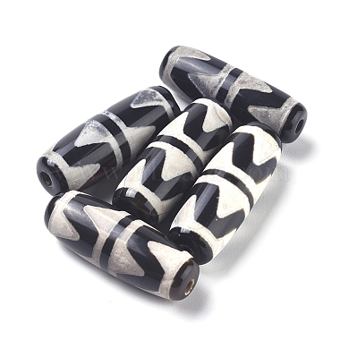 Tibetan Style Double Tiger dZi Beads(TDZI-D008-10)-2