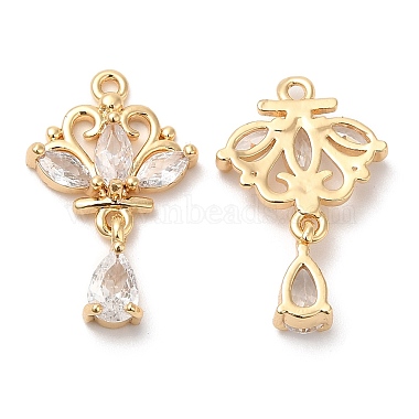 Real 18K Gold Plated Flower Brass+Rhinestone Pendants