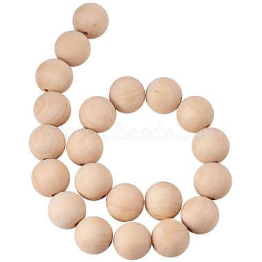 Round Unfinished Wood Beads(WOOD-PH0004-30mm-LF)-5