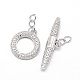 Brass Micro Pave Cubic Zirconia Ring Toggle Clasps(ZIRC-E010-24P)-1