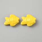 Handmade Porcelain Beads, Fish, Bright Glazed Porcelain, Yellow, 18.5x15x8.5mm, Hole: 1.8mm(PORC-TAC0005-06)