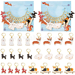 12Pcs 6 Style Alloy Enamel Dog Charms Locking Stitch Markers, with Gold Tone 304 Stainless Steel Leverback Earring Findings, Mixed Color, 3.7~4.5cm, 2pcs/style(HJEW-PH01638)