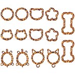 14Pcs 7 Styles Alloy Spring Gate Rings, Leopard Print, Mixed Shapes, Peru, 22.5~48.5x24.5~28.5x3.5~4.5mm, 2pcs/style(FIND-HS0002-70)