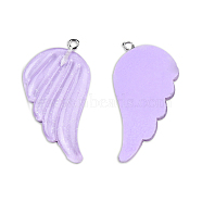 Translucent Resin Pendants, Wing Charms, with Platinum Plated Iron Loops and Glitter Powder, Lilac, 41x30x4mm, Hole: 2mm(RESI-N033-01-B01A)