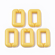 Opaque Acrylic Linking Rings, Quick Link Connectors, For Jewelry Cross Chains Making, Rectangle, Champagne Yellow, 30x20x6mm, Inner Diameter: 8x18mm, about 210pcs/500g(SACR-R248-03G)
