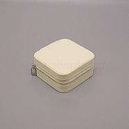 PU Leather Jewelry Storage Box, Flip Box, Square, Lemon Chiffon, 9.9x9.7x5cm(LBOX-WH0001-04C)