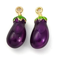 Alloy Enamel Pendants, Fruits Charms, Eggplant, 19x9x7mm, Hole: 1.5mm(PALLOY-S032-01A-013)