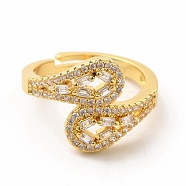 Cubic Zirconia Teardrop Adjustable Ring, Golden Brass Jewelry for Women, Clear, US Size 7 1/4(17.5mm)(KK-A180-33G)