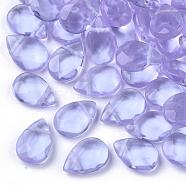 Glass Charms, Faceted Drop, Lilac, 12x8x4~5mm, Hole: 0.8mm(GLAA-Q073-03)