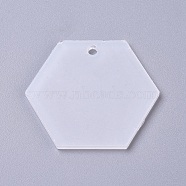 Transparent Acrylic Blank Pendants, Hexagon, for DIY Keychains or Jewelry, Clear, 43x49.5x2.5mm, Hole: 3.5mm(TACR-WH0002-12)