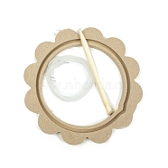 Medium Density Fiberboard (MDF) Embroidery Hoops, with Rubber Strip and Wooden Needle, Embroidery Circle Cross Stitch Hoops, for Sewing, Needlework and DIY Embroidery Project, Flower, 195x15mm(PW-WG83677-04)