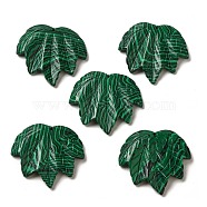 Synthetic Malachite Carved Pendants, Leaf Charms, 43~44x49~50x7~7.5mm, Hole: 1.4mm(G-K353-01M)