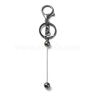 Alloy Bar Beadable Keychain for Jewelry Making DIY Crafts, with Alloy Lobster Clasps and Iron Ring, Gunmetal, 15.5~15.8cm(X-KEYC-A011-01B)