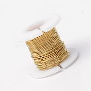 Round Copper Jewelry Wire, Gold, 26 Gauge, 0.4mm, about 9 Feet(3 yards)/roll, 12 rolls/box(CWIR-R002-0.4mm-09)