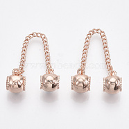 Alloy European Beads, with Safety Chains, Rondelle with Heart, Rose Gold, 95mm, Rondelle beads: 12x10x9mm, Hole: 5mm.(MPDL-N038-06)