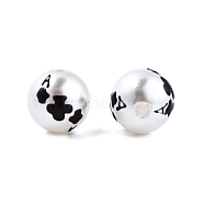 Halloween Opaque ABS Plastic Imitation Pearl Enamel Beads, Round with Club, Black, 11.5~12mm, Hole: 2mm(KY-G020-01H)