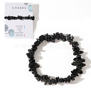 Natural Black Onyx Chips Stretch Bracelets for Women, 6-7/8 inch(17.5cm)(AY5330-7)