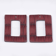 PU Leather Pendants, Rectangle, FireBrick, 43x28.5x1.5mm, Hole: 1.5mm(X-FIND-S299-02B)