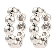 Brass Beaded Hoop Earrings, Ring, Platinum, 18x20x4.5mm(EJEW-I289-06B-P)