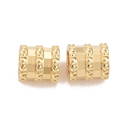 Rack Plating Eco-friendly Brass Spacer Beads, Lead Free & Cadmium Free, Long-Lasting Plated, Textured, Column, Real 24K Gold Plated, 6.5x6mm, Hole: 4mm(KK-D075-35G-RS)