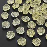 Transparent Baking Painted Glass Beads, Rose, Champagne Yellow, 12.5x14x9mm, Hole: 1.2mm(X-GLAA-S190-022-A09)