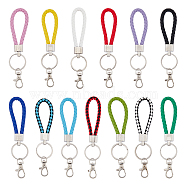 26Pcs 13 Colors Braided PU Leather Ornament Lanyard Strap Keychain, with Alloy Lobster Clasp, Mixed Color, 14.2cm, 2pcs/color(KEYC-DC0001-18)