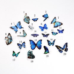 40Pcs 20 Styles Waterproof PET Adhesive Stickers Set, Butterfly, Blue, 2.2~6x2.8~6x0.01cm, 40pcs/bag(DIY-WH0240-24)