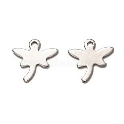 Non-Tarnish 201 Stainless Steel Charms, Laser Cut, Dragonfly, Stainless Steel Color, 12x12x1mm, Hole: 1.4mm(STAS-I172-24P)