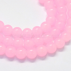 Baking Painted Imitation Jade Glass Round Bead Strands, Pink, 4.5~5mm, Hole: 1mm, about 200~210pcs/strand, 31.4 inch(DGLA-Q021-4mm-26)