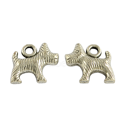 Tibetan Style Alloy Puppy Pendants, Dog Charms, Cadmium Free & Nickel Free & Lead Free, Antique Silver, 13x13x4mm, Hole: 2mm(TIBEP-990-AS-FF)