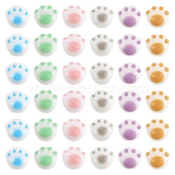 30Pcs 6 Colors Opaque Acrylic Beads, Cat Paw, Mixed Color, 11x12x9.7mm, Hole: 1.6mm, 5pcs/color(FIND-YW0008-06)