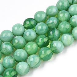 Glass Round Beads Strands, Imitation Stones, Round, Medium Sea Green, 8~8.5x8mm, Hole: 1mm, about 46~52pcs/strand, 14.17''~15.35''(36~39cm)(GLAA-M044-01L)