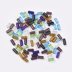 Mixed Transparent Glass Tube Beads, about 10mm long, 4mm thick, hole: about 1mm(X-GLAA-GST-M)
