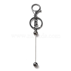 Alloy Bar Beadable Keychain for Jewelry Making DIY Crafts, with Alloy Lobster Clasps and Iron Ring, Gunmetal, 15.5~15.8cm(X-KEYC-A011-01B)