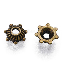 Tibetan Style Zinc Alloy Bead Caps, Multi-Petal, Cadmium Free & Lead Free, Antique Bronze, 5x2mm, Hole: 1mm, about 1000pcs/100g(X-MLF0514Y-01)