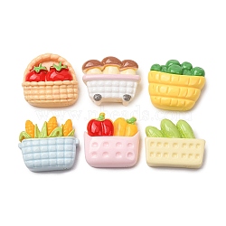 Opaque Resin Cabochons, Vegetable Basket, Mixed Color, 18~20x21.5~22.5x7~9mm(FIND-E058-03)