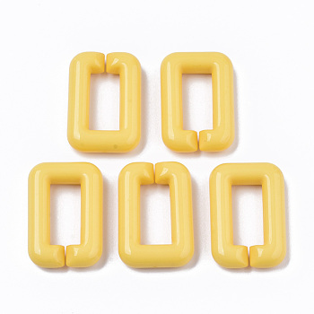 Opaque Acrylic Linking Rings, Quick Link Connectors, For Jewelry Cross Chains Making, Rectangle, Champagne Yellow, 30x20x6mm, Inner Diameter: 8x18mm, about 210pcs/500g