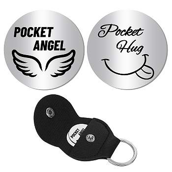 Souvenir Musical Instrument Keychain Making Kit, Including PU Leather Guitar Picks Holder Case, 304 Stainless Steel Commemorative Coins, Angel & Fairy Pattern, 3Pcs/style
