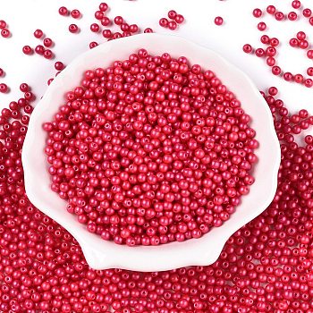 Glass Seed Beads, Opaque Colours, Round, Crimson, 3.5~4x3~3.5mm, Hole: 0.8~0.9mm, about 4500pcs/pound