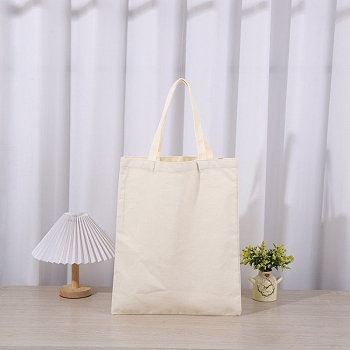 Canvas Bags with Handles, Rectangle Tote Bags, Bisque, 40x34cm
