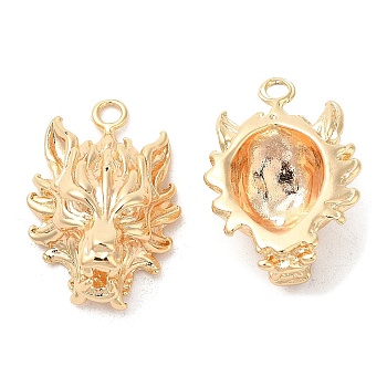 Brass Pendants, Wolf Charm, Real 18K Gold Plated, 25x17x13mm, Hole: 2mm