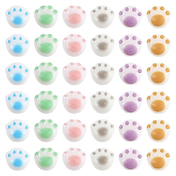 30Pcs 6 Colors Opaque Acrylic Beads, Cat Paw, Mixed Color, 11x12x9.7mm, Hole: 1.6mm, 5pcs/color