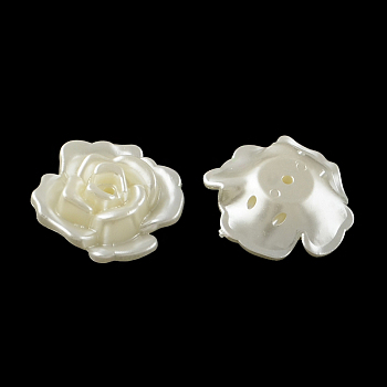 Flower ABS Plastic Imitation Pearl Multi-Strand Links, Creamy White, 29x30x11mm, Hole: 1.5mm