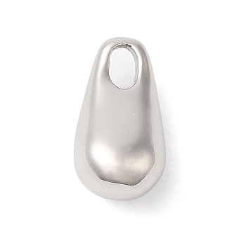 304 Stainless Steel Pendants, Teardrop Charm, Stainless Steel Color, 14.5x8x7mm, Hole: 3x2mm